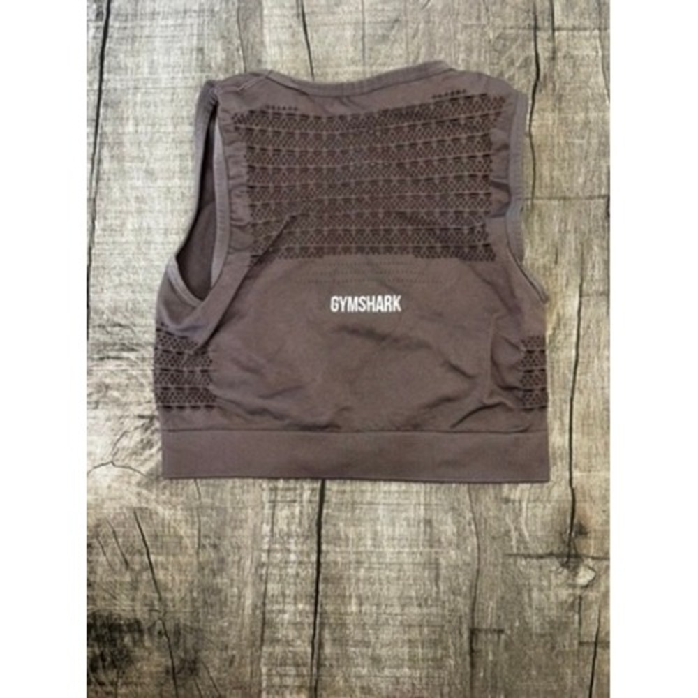 Gymshark Energy Seamless Crop Top Brown Taupe Racerback Sports Bra Tank Womens S - Picture 3 of 3